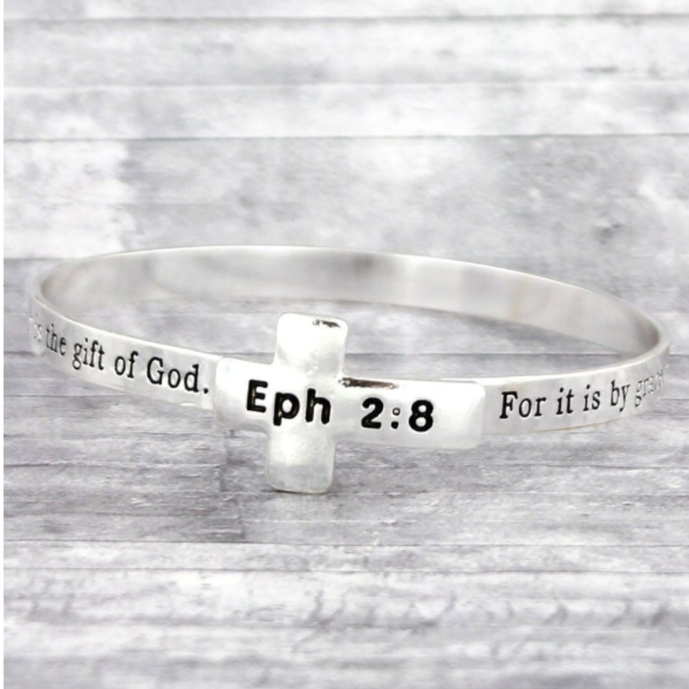 Silvertone Ephesians 2:8 Bracelet